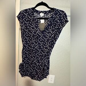 Le Lis Collection Maternity Tie Front Cap Sleeve Blouse